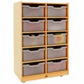 Whitney Brothers WB1671 27 1/4'' x 18'' x 42'' Mobile Children's 10-Cubby Wood Tray Storage Cabinet 9461671